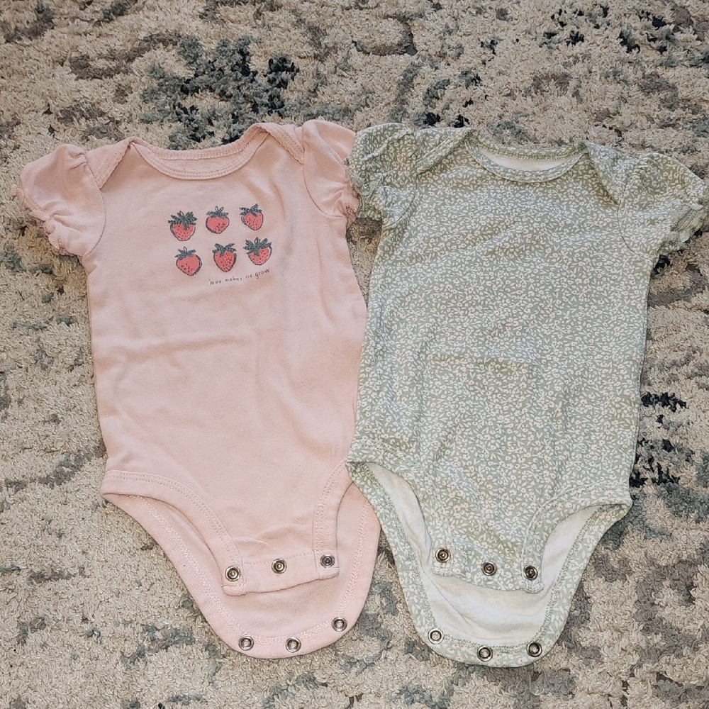 Carter's Pink and Green Bodysuits Set